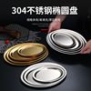 厂家现货外贸单不锈钢304加厚方形餐碟酒店早餐自助镀金食物碟子|ms
