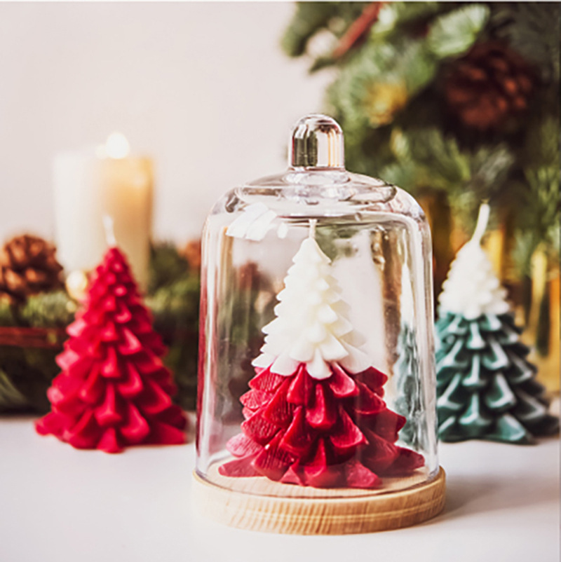 Navidad Año Nuevo aromaterapia vela nieve árbol de vacaciones decoración del hogar grande, mediano y pequeño de tres piezas rojo y verde decoración regalo
