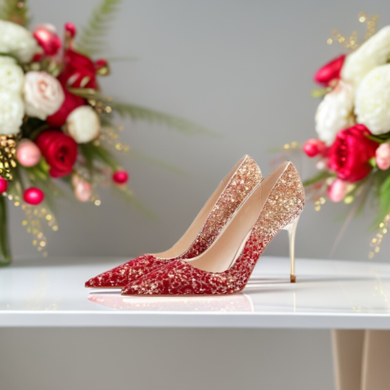 High-End Wedding Shoes, Xiuhe Shoes, Crystal New Style Red Gradient High Heels, Women's Wedding Bride's Toast Shoes, High-Heeled Wedding Shoes High-End Wedding Shoes, Xiuhe Shoes, Crystal New Style Red Gradient High Heels, Women's Wedding Bride's Toast Shoes, High-Heeled Wedding Shoes