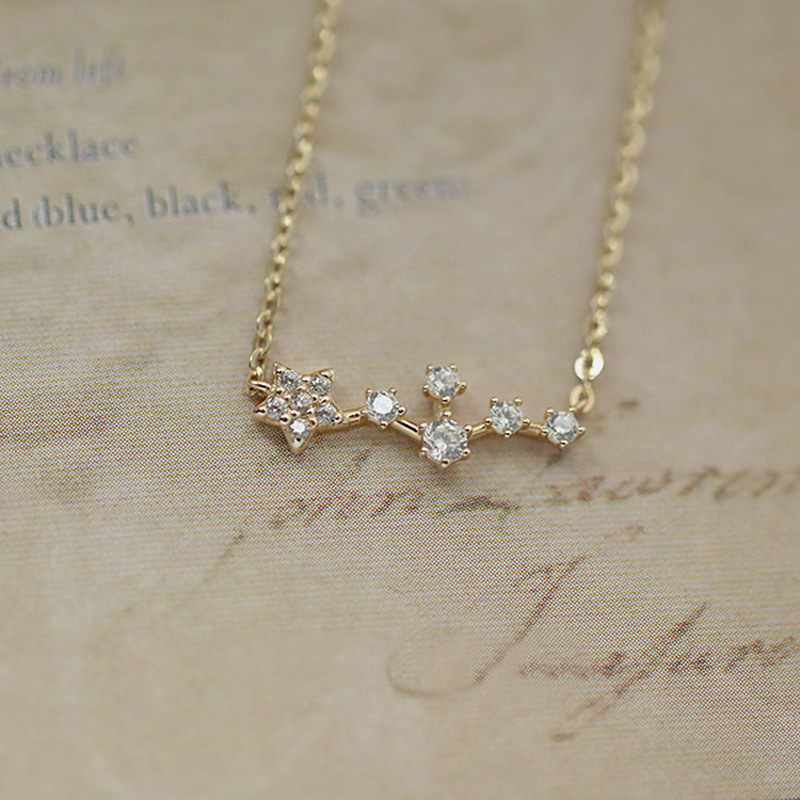 5g Weight 14K Gold Plated Plating Material 925 Sterling Silver Zircon Cable Chain Inlay Star Necklace