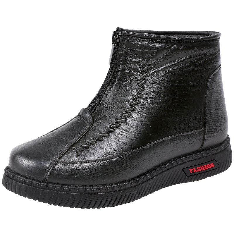 Nuevos zapatos de algodón de invierno para mujeres más vello grueso botas impermeables de mediana edad calentamiento zapatos de madre suaves zapatos de ancianos a prueba de frío