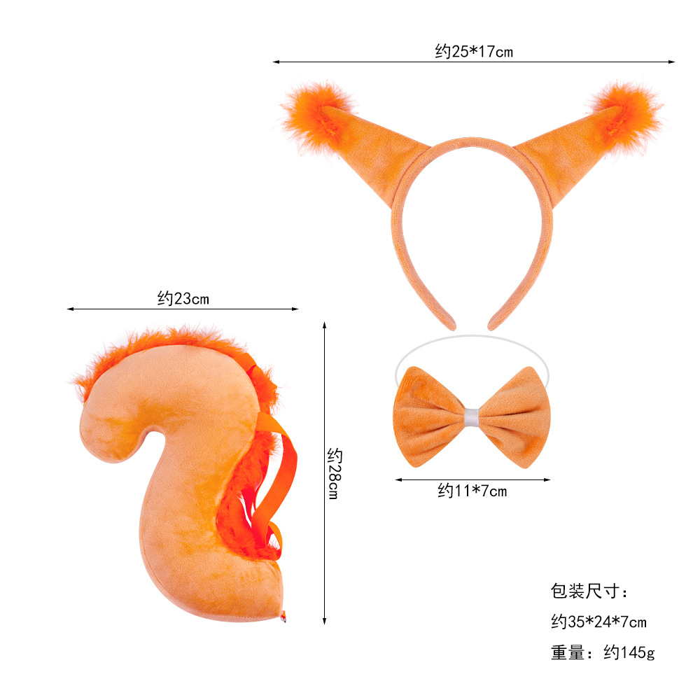 Nueva ardilla diadema traje Halloween Pascua animal diadema niños dibujos animados lindo peluche bola tocado