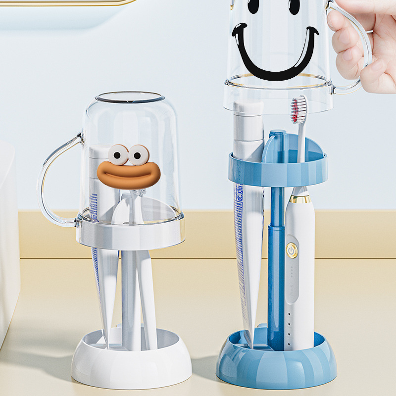 Wall Mounted Toothbrush Cup Holder Set For Bathroom Storage_voghion.com