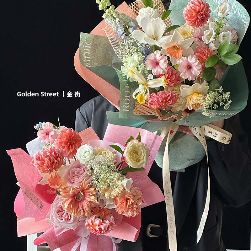 Papel de envoltura de textura Brahma material de ramo de flores papel de envoltura de flores retrógrado pintura al óleo material de florista de papel de arte