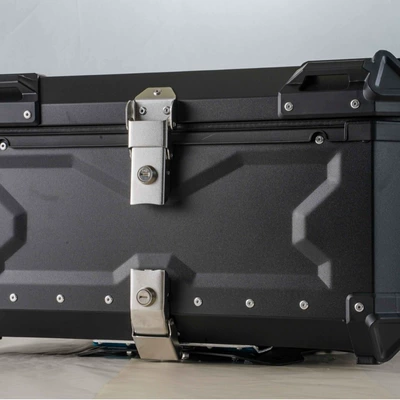 Silver/Black Motorcycle Trunk, Motorcycle trunk
