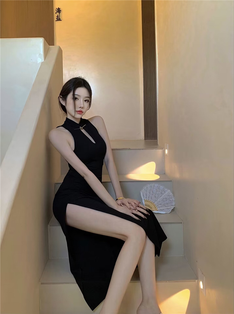 하이 엔드 섹시 개선 치삼 저녁 원피스 여성 초봄 및 여름 왕실 자매 신중국 복고풍 고삐 원피스
