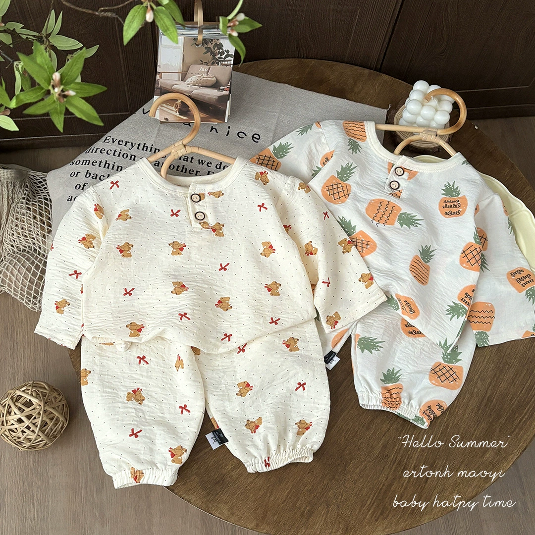 Новый облачный хлопок детский домашний костюм пижама для мужчин и женщин с принтом пижамы набор повседневный хеджирование из двух частей