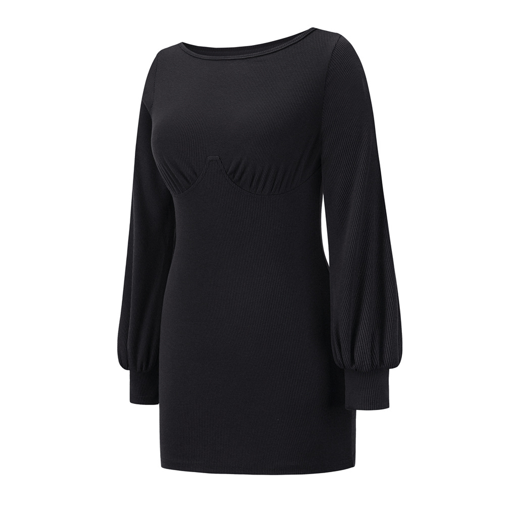 women s knitted long-sleeved ribbed slim dress nihaostyles clothing wholesale NSHYG76285