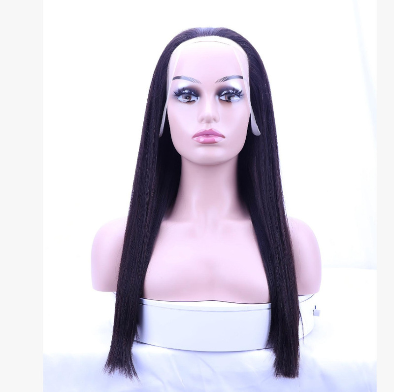 Special Offer for Purchasing Sdd Long Straight Hair 13*6Hd 22inch Bouncy 300g Human Hair Black Wig for Foreign Trade