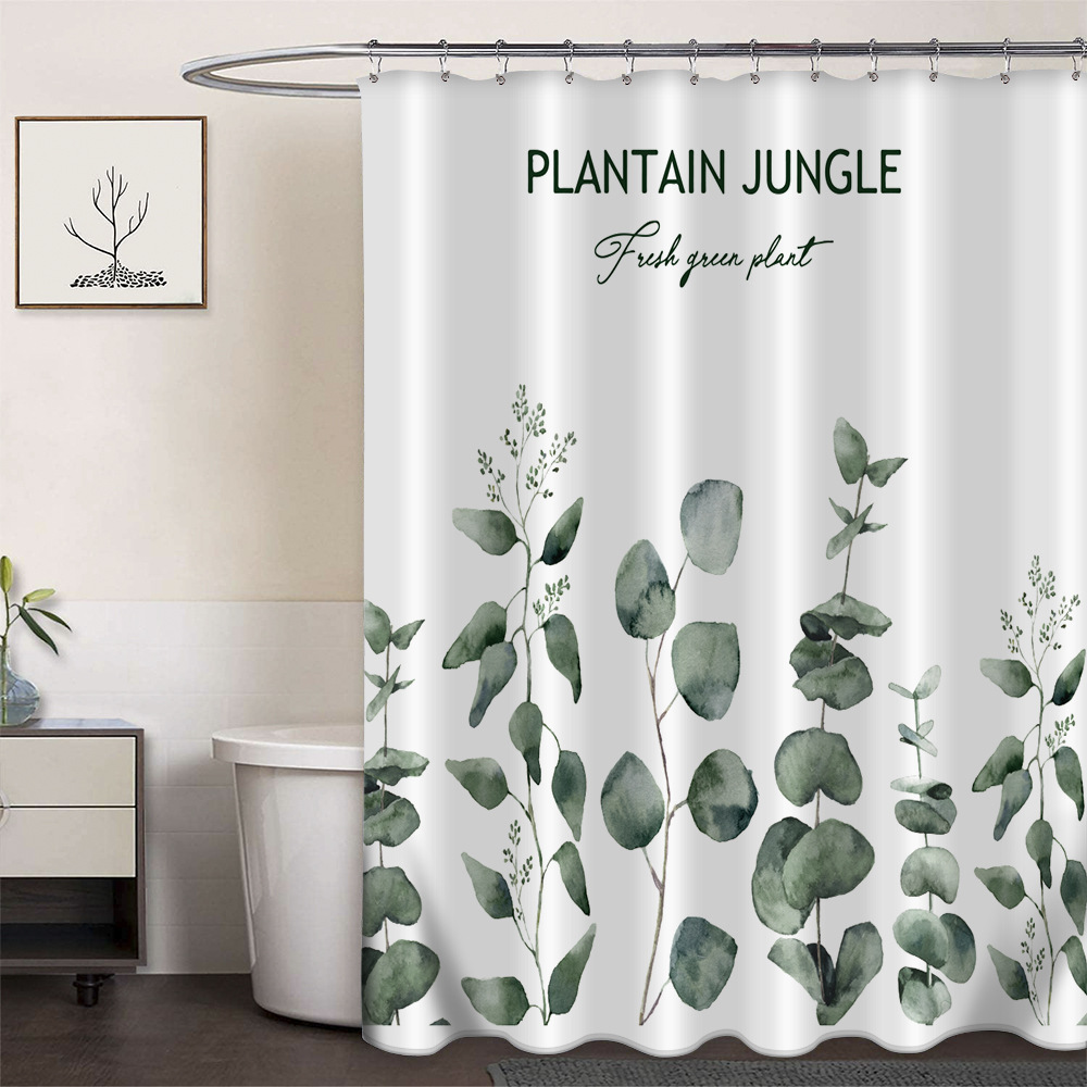 Cortina de baño de poliéster personalizada incluida botón de plástico baño de ducha impermeable cortina de baño de partición antifungal