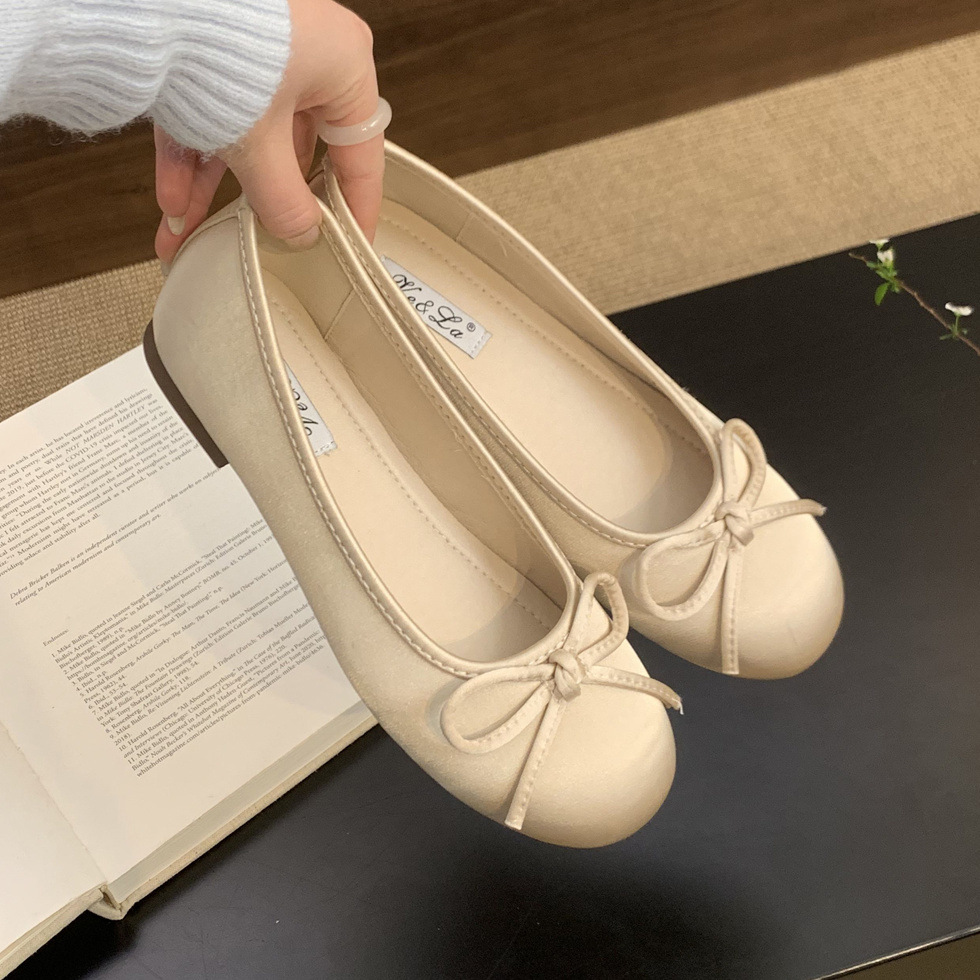 Zapatos rojos claros para mujeres primavera nuevo estilo francés retro suave estilo de hadas ballet azul zapatos de soja plana