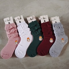 秋冬兒童平面堆堆襪 批發彩色時尚潮款小孩棉襪