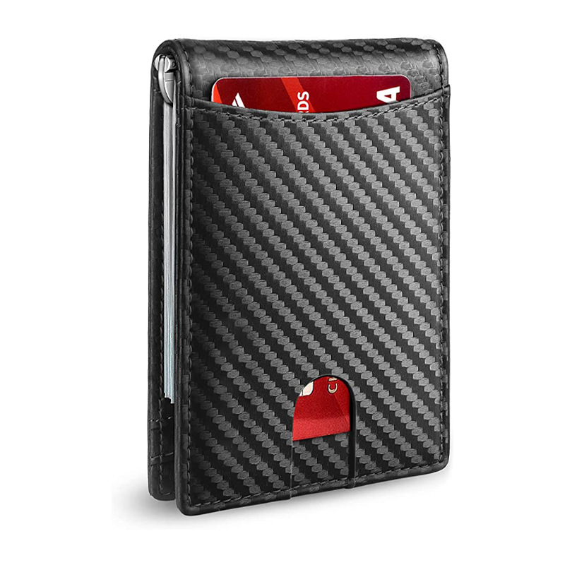 Directo de fábrica Amazon titular de la tarjeta de cuero genuino titular de la tarjeta de microfibra RFID antirrobo cepillo