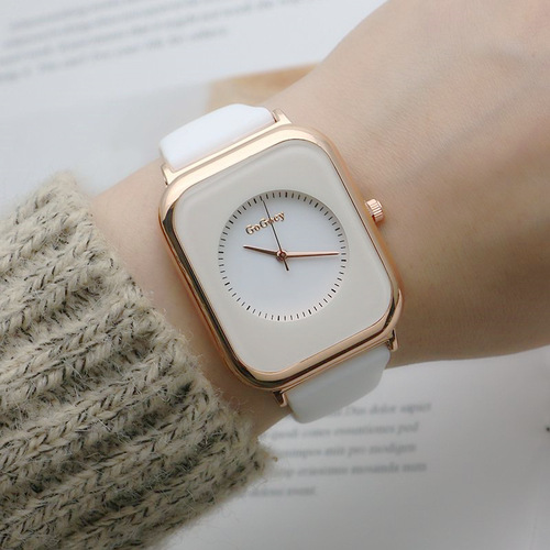 Rectangular simple men's and women's rubber watch Internet celebrity live broadcast women's watch quartz watch girls' silicone band watch