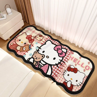 Cute Cartoon Hello Kitty Imitation Cashmere Floor Mat Bedroom Thickened Skin Friendly Bedside Blanket Balcony Dirty Resistant and Wear-Resistant Bay Window Blanket (Avtomobil döşəmə paspasları) - pinch-the-bear-doll-katie-4060cm-skin-friendly-imitation-cashmere