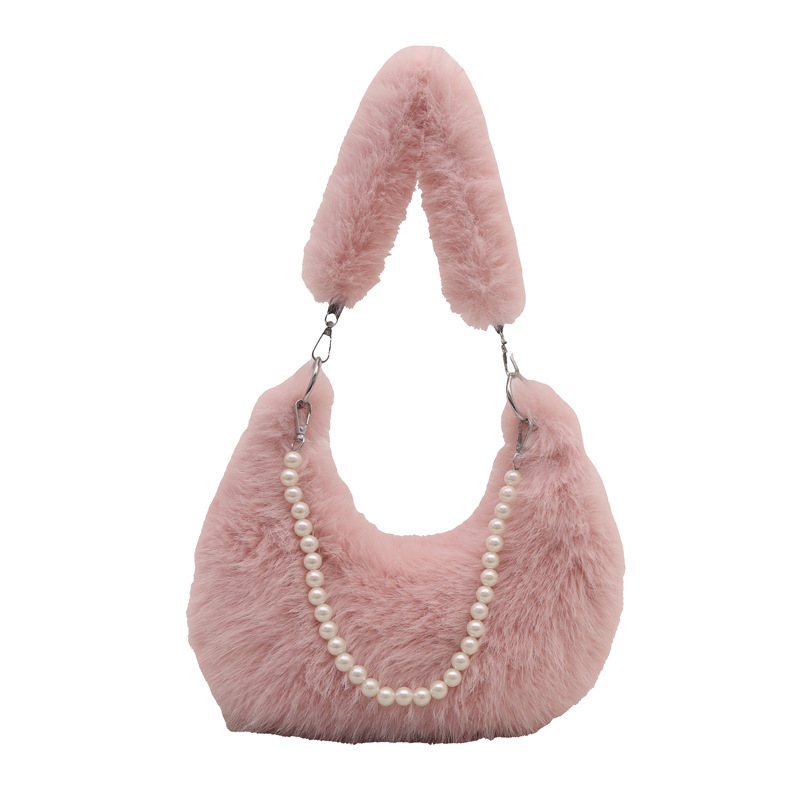 Bolso de moda simple de lana de invierno 2024 nuevo estilo de moda de lana de chapa de cadena baja bolso de hombro bolso de mujer