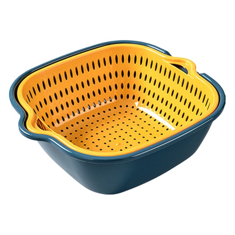 Cesta de drenaje de Cuenca de verduras de doble capa artefacto de desagüe de cocina hogar cesta de drenaje de plástico multifuncional cesta de frutas