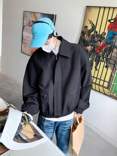 Japanese Retro Padded Jacket Men's Spring and Autumn Style Trendy Simple Casual Versatile Loose Workwear Long-Sleeve Top