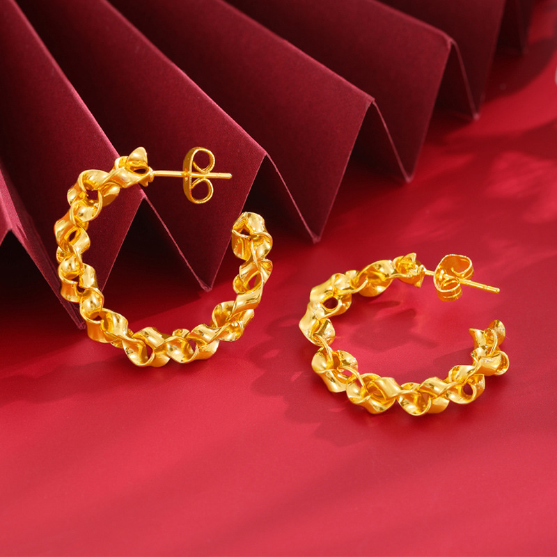 INS pendientes textura pendientes diseño versátil moda pendientes de mujer cuerda anudada diseño torcido suministro directo de fábrica