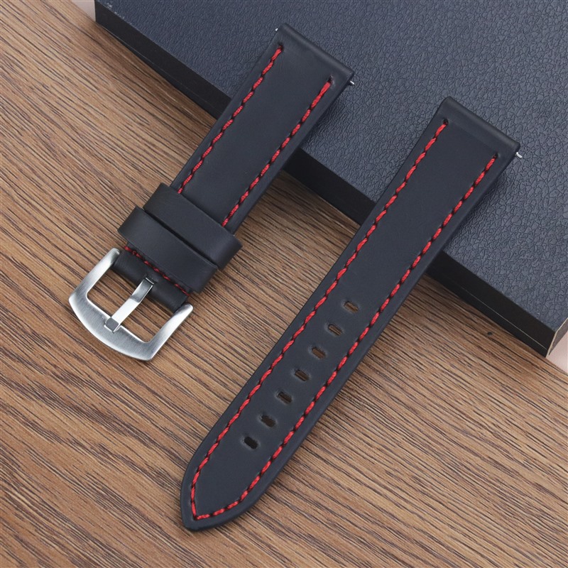 Correa de reloj de alta calidad de liberación rápida, accesorios de cadena de reloj masculino retro grueso de cuero genuino, correa de cuero Crazy Horse 18 20 22 24mm