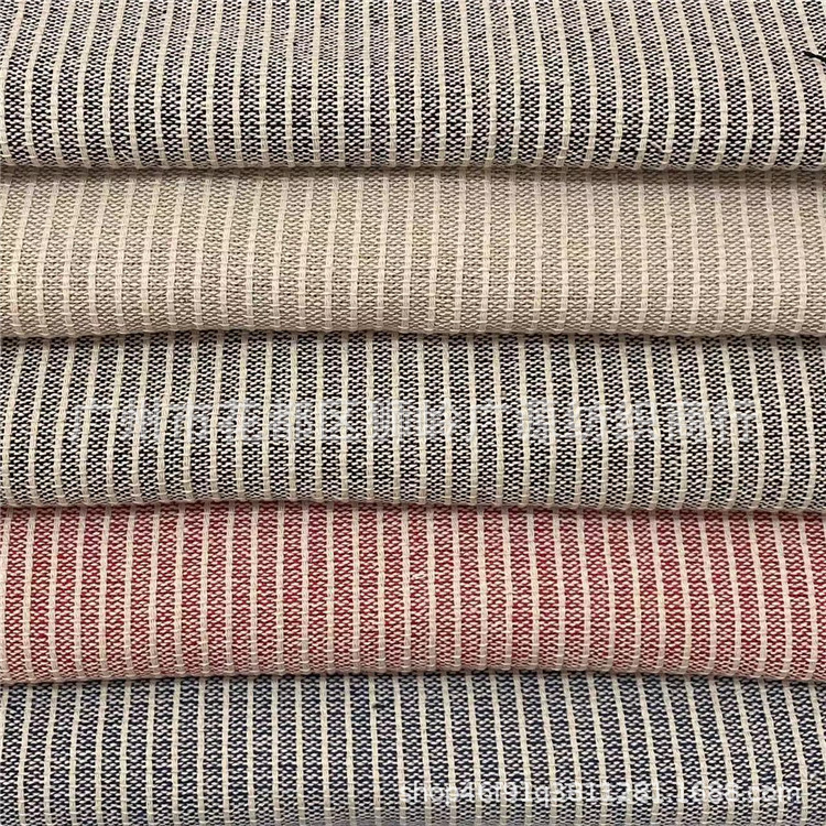 条纹色织麻布 布鞋 居家拖鞋 布袋 帆布包 抱枕布装饰布 现货批发