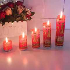 Little Red Candle for Worshiping Buddha, Red Candles for Weddings, Household Lighting, Emergency Use, Lucky Chinese Character Candles for Moving In, Offering Candles, Qingming Tomb Sweeping Candles
