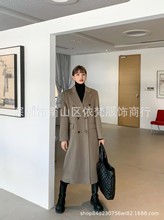 深圳南油高端女装欧美原单秋冬翻领复古帅气高级双面羊绒大衣外套