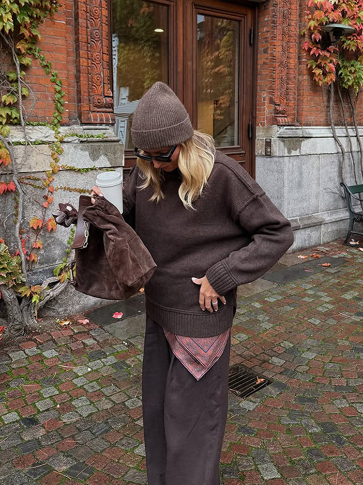 Estilo casual de moda simple suéter de manga larga de cuello alto de color sólido 2025 otoño y invierno nuevo estilo transfronterizo europeo y americano image 5