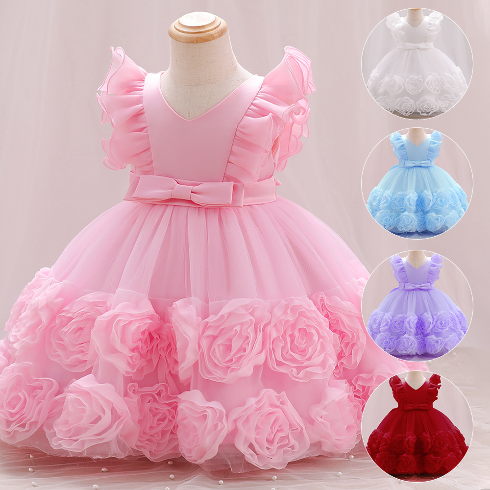 Children's Dress Princess Dress Summer Dress Western Style Girl's Mesh Puffy Dress Piano Performance Dress Baby Girl's Dress Summer