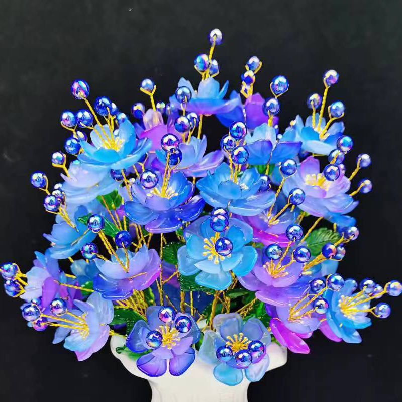 抖音新款48朵凤凰花小花芯材料包牡丹花diy手工串珠手工编织花束