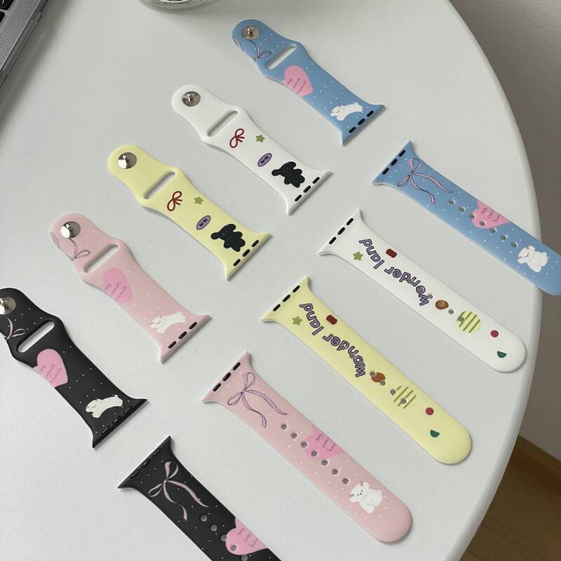 Puppy Stripe Personality Silicone Watch Strap Suitable for Apple Watch Wristband Iwatch56789Se Watch Strap