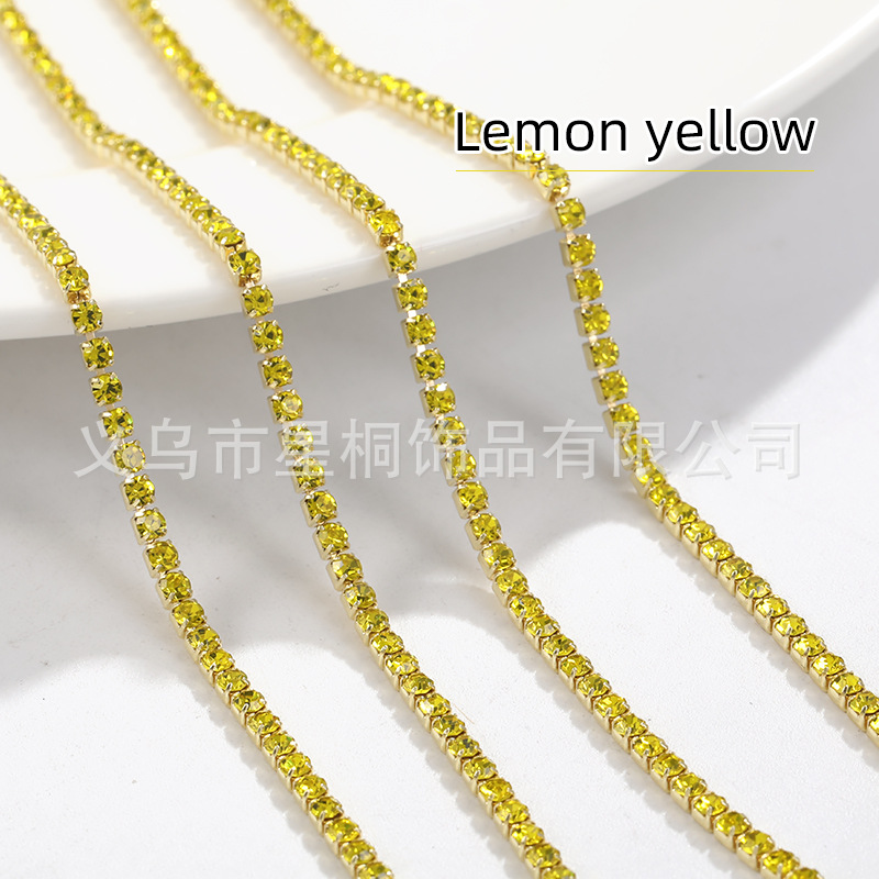 Ventas directas transfronterizas 2mm-3mm fondo de cobre color cuatro esquinas cadena de garras cadena de diamantes densa ropa de bricolaje accesorios para vestidos de novia