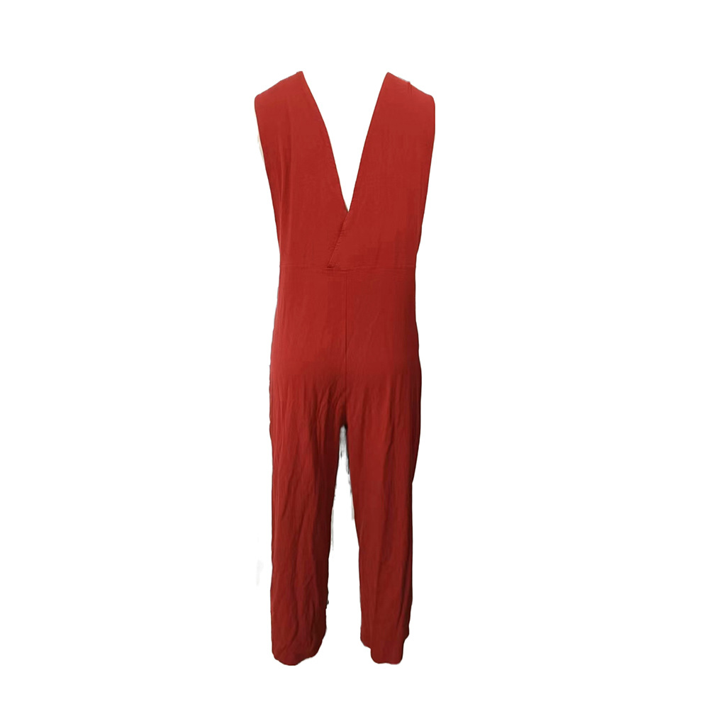 Women Clothing Summer Casual Loose Strap Jumpsuit Suspender Trousers Women