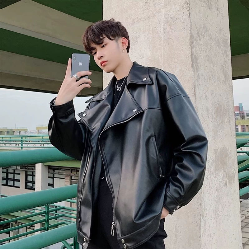 Кожаное Мужское пальто, куртка из искусственной кожи, одежда для влюбленных, весенне-осенняя универсальная свободная мотоциклетная одежда больших размеров, модный красивый