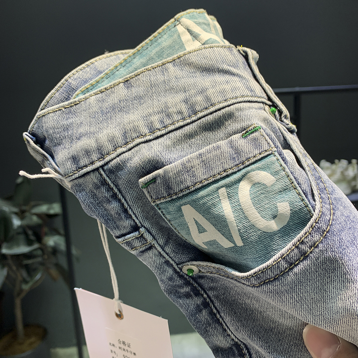 Jean délavé haut de gamme pour hommes, nouvelle marque tendance, élastique, fuselé, polyvalent, coupe ajustée, épais, printemps et automne_voghion.com
