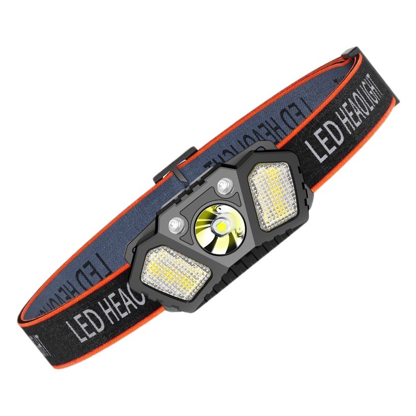 Transfronteriza fuerte faro de luz al aire libre LED linterna montada en la cabeza luz roja recargable mini Faro de inducción de pesca al por mayor