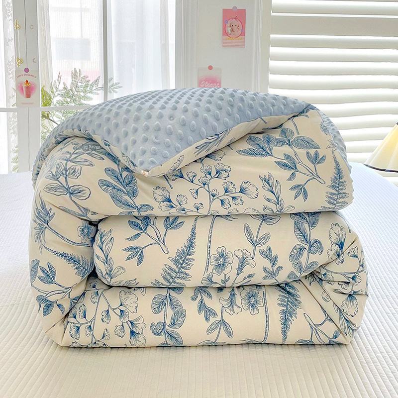 Bean Quilt Soy Fiber Quilt Spring and Autumn Quilt Core Winter Velvet Dormitory Single Student Thickened Winter Quilt Cross-Border Foreign Trade