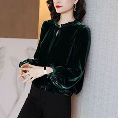 2025复古甜美丝绒新款法式套头洋气长袖小衫女