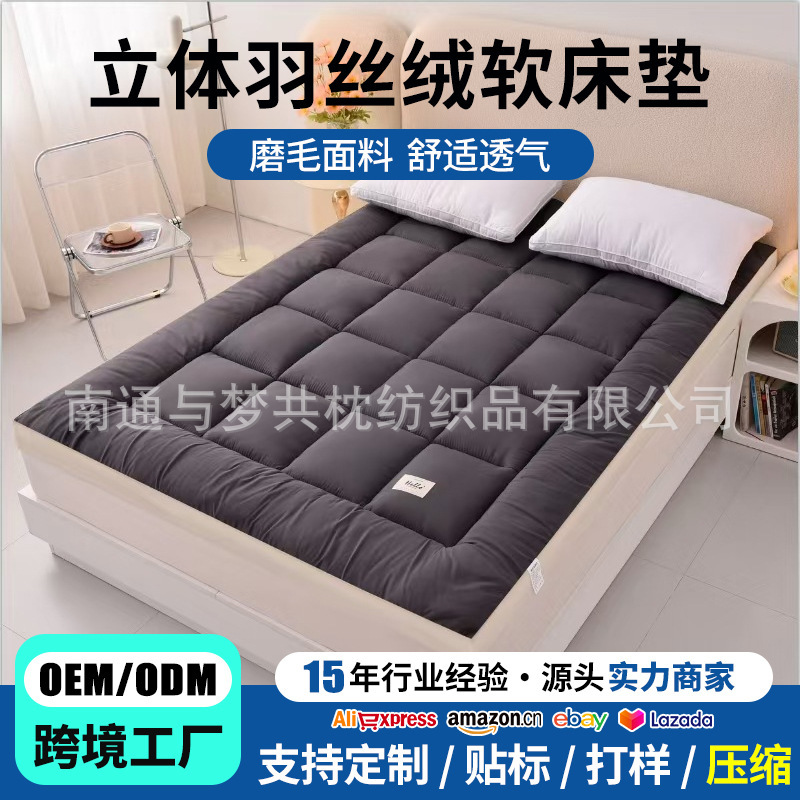 Cross-Border Thickened Mattress Three-Dimensional Feather Velvet Mattress Single and Double Dormitory Soft Cushion Cashmere Cushion Foreign Trade Mattress