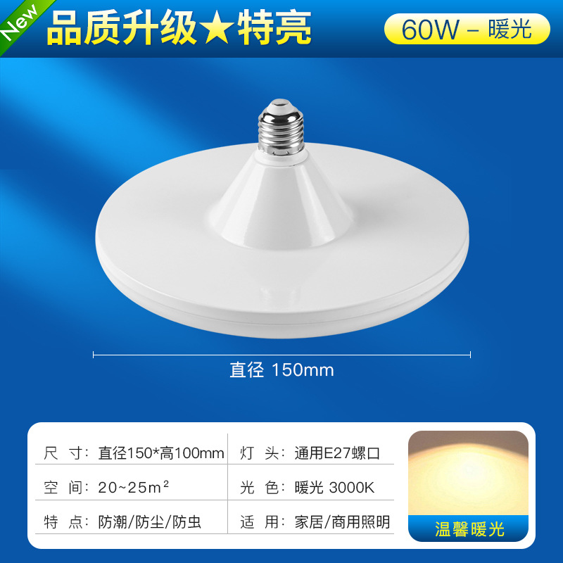 Bombilla LED transfronteriza de alta potencia, ultrabrillante, tipo UFO, luz blanca, para iluminación doméstica, con casquillo de rosca E27, lámpara de bajo consumo, venta al por mayor.