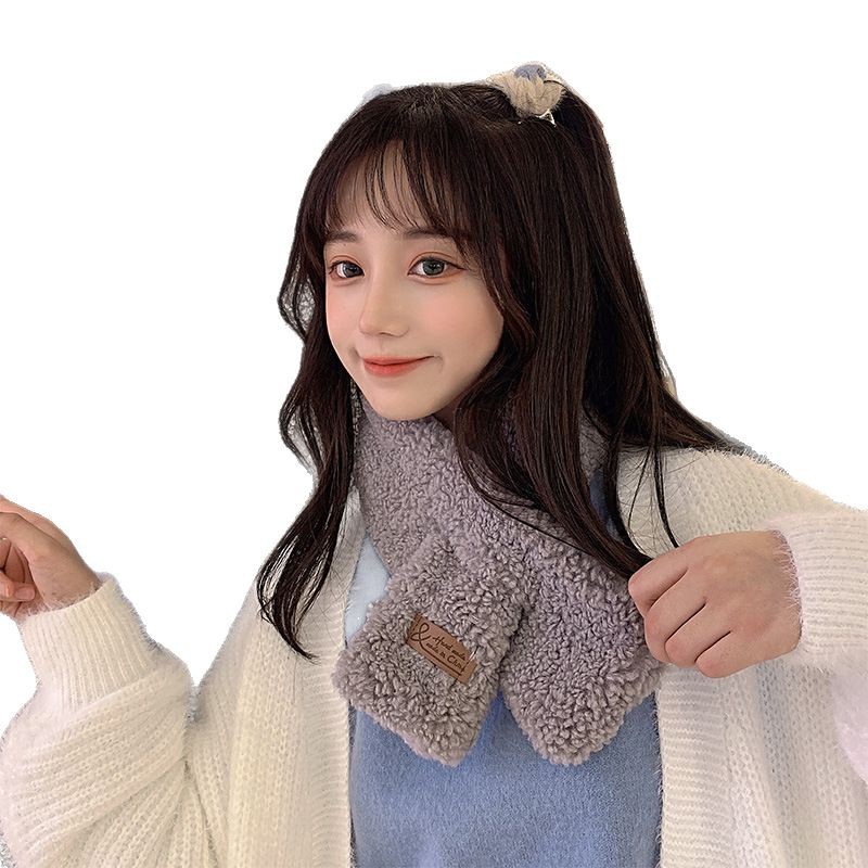 Otoño e Invierno de imitación de piel de conejo Rex bufanda cruzada femenina moda coreana todo-fósforo de doble cara cálido Cordero felpa bufanda collar