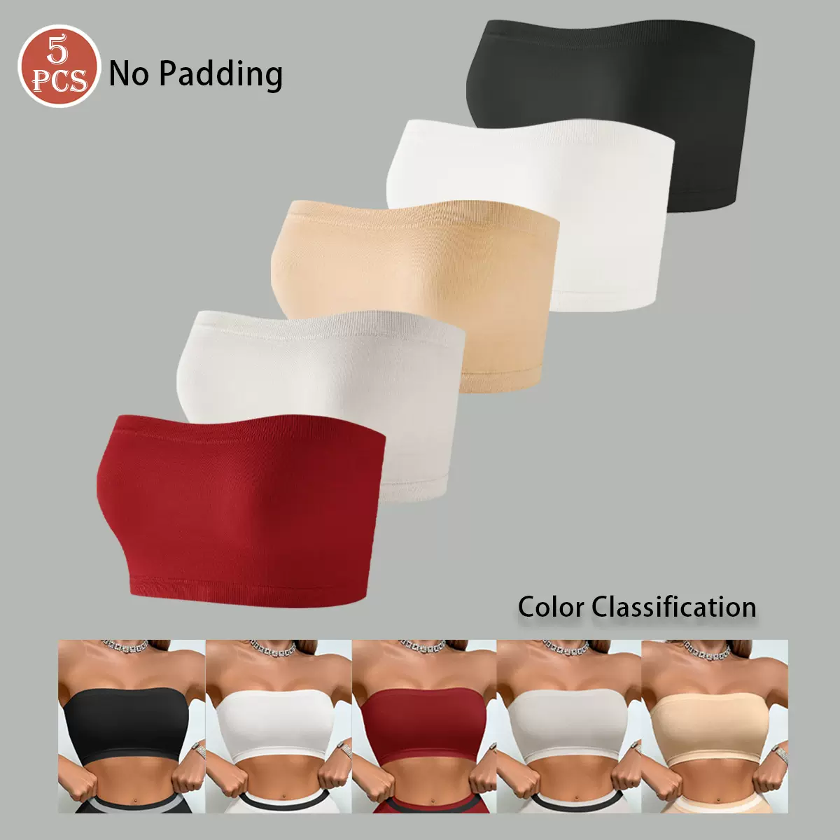 跨境欧美爆款专供希音TEMU亚马逊无缝女士裹胸一字围无痕透气现货