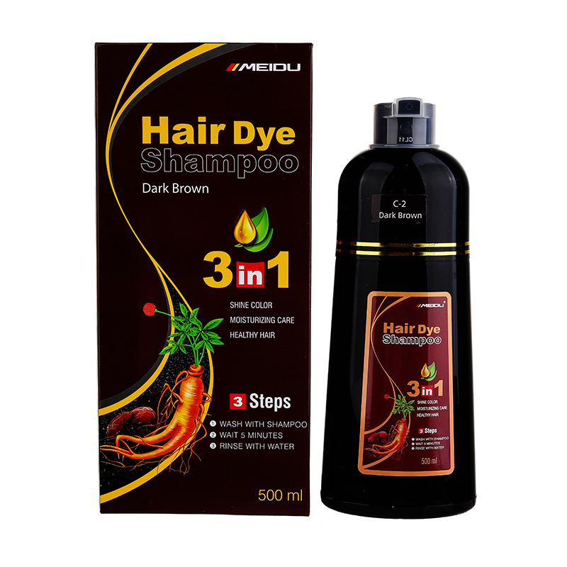 Mido al por mayor transfronterizo, un champú de tinte para el cabello negro, un lavado, blanco a negro, planta fina, crema para el cabello de burbujas