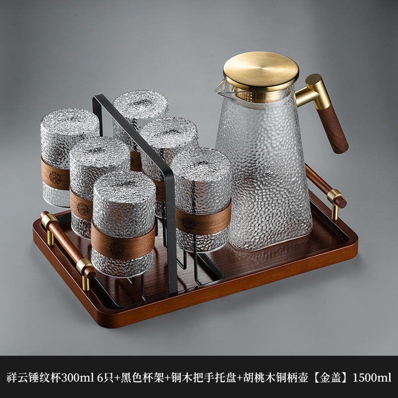 Nuevo chino patrón vertical taza de vidrio hogar de alta temperatura resistente taza de té hervidor de agua traje taza de beber anti-escaldado sala de estar hospitalidad