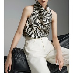 2024 spring and summer new style printed Roman line style twill printed halter neck sexy camisole women's inner wear