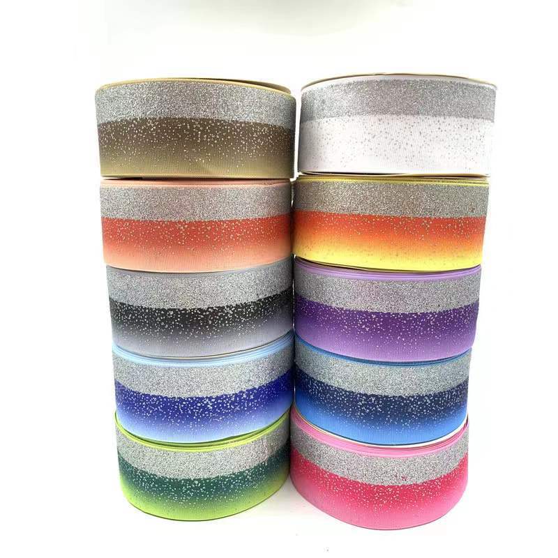 Venta al por mayor 4cm cinta gradiente costilla cinturón polvo de oro barra bandeja hecha a mano cinta de regalo caja de embalaje cinta láser ahora