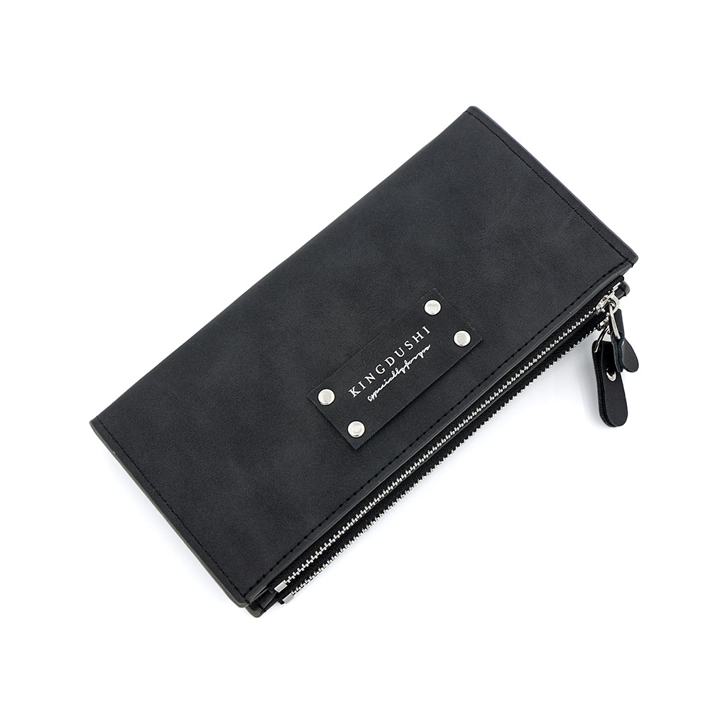 Coreano remache elemento de bolso largo para hombres con bisagra cremallera lateral bolso de mano bolso de tarjeta múltiple bolso de hebilla magnética