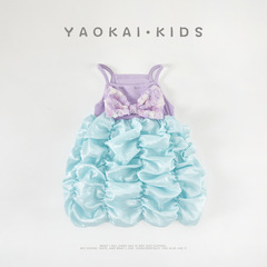 女寶寶連衣裙夏裝薄款小女孩洋氣公主裙百天周歲嬰幼兒吊帶蓬蓬裙