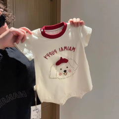 婴儿连体衣纯棉夏季新款轻薄亲肤宝宝包屁衣短袖爬服洋气外出服潮
