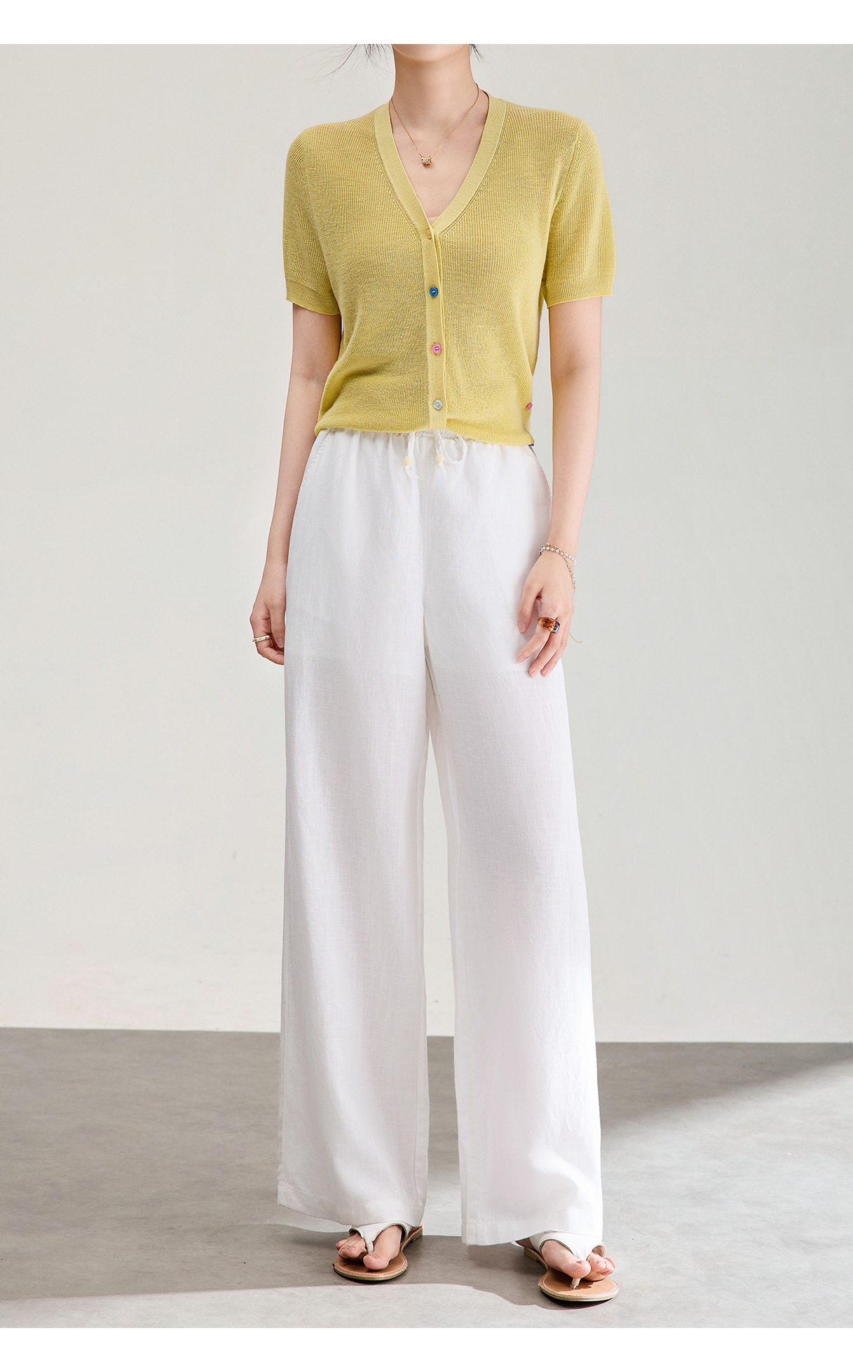 Quần culottes nữ ống rộng dáng suông vải tơ tằm pha linen chống nhăn mùa hè — Màu sắc chi tiết 20